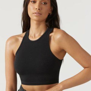 Joah Brown High Rise Crop Tank - Black S/M